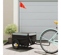 vidaXL Remorque de Vélo, Chariot de Transport avec Barre, Remorque de Bicyclette avec Drapeau Jardin Extérieur, Noir et Gris 30 kg Fer