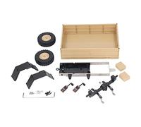 Remorque pour voiture télécommandée P06 Unimog, porte-charge télécommandé compatible avec le modèle P06 Unimog, kit de remorque RC à pneus métalliques avec protections contre la (Jaune)