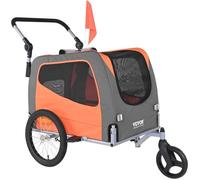 VEVOR Remorque de vélo pour chien 2en1 pliable – 30 kg, roues à dégagement rapide, orange/gris