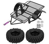 Remorque RC en métal pour SCX10, D90, Traxxas, HSP 1/10 Crawler - Remorque de crawler robuste avec pneus de 90 mm - Remorque en métal réaliste pour le transport d’accessoires