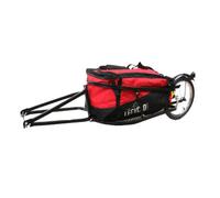 Remorque une roue pour vélo avec sac 70L ( Sac : rouge et noir / Remorque : noire )