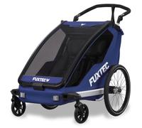Remorque vélo bleue - FUXTEC Sport Cruiser - charge max. 45kg, 2 ceintures 5 points, Enfants Poussette Pliable