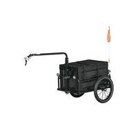 Remorque Vélo Cargo - Coffre Pliable Amovible 65l - Réflecteurs, Drapeau - Pneus 16'' Acier Pp Noir