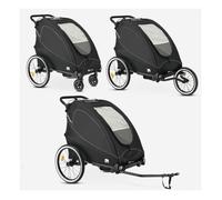 Remorque vélo Deryan Luxe - Poussette de jogging - 2 places - Noir
