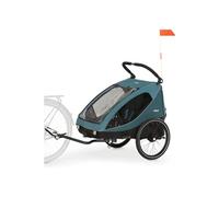hauck Remorque Velo 2 Enfants Dryk Duo, inclus Barre d'Attelage, Roue Avant et Fanion, Pliable, Espace Rangement XL, Facile à Fixer, Utilisation en Poussette, Ocean Green
