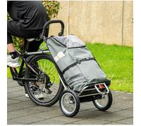 Remorque Vélo En Aluminium Gris Chariot De Courses 2 En 1 FloraGrace Pour Vélo Et Courses Pliable Sans Outil 53x43x110cm