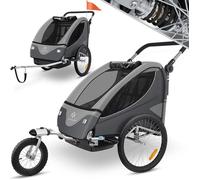 remorque vélo enfant 2 en 1 gris clair - KESSER - Pour 1 à 2 enfants - Charge maximale 40 kg - À partir de 18 mois