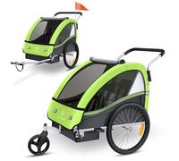 Remorque vélo enfant 2 en 1 vert clair - KESSER - Fonction poussette et jogger - Pour 1 à 2 enfants