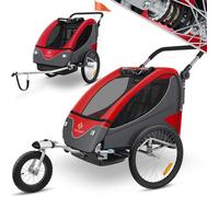 Remorque vélo enfant 2en1 rouge - KESSER - Poussette et remorque - Harnais 5 points - Charge max 40 kg