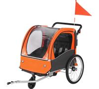 Remorque vélo enfant double siège - capacité de charge 45kg - 2-en-1 remorque enfant buggy - poussette convertible - remorque vélo pliable - attelage vélo-tracteur