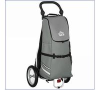 Remorque Velo et Chariot de Courses 2 en 1 - HOMCOM - Pliable, Robuste - Gris