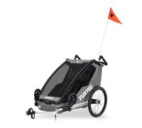 Remorque vélo gris - FUXTEC Sport Cruiser - charge max. 45kg, 2 ceintures 5 points, Enfants Poussette Pliable