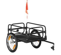 HomCom Remorque pliable pour vélo acier – roues 16 pouces, 40 kg, barre d'attelage universelle