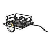 HOMCOM Remorque vélo pliable 70 L 139 x 71,5 x 49 cm barre d'attelage universelle en acier noir