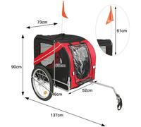 Remorque Vélo Pliable pour Chien Animaux YIS - Noir/Rouge - 40 kg max - Réflecteurs de sécurité