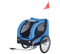 Remorque Velo Pour Chien Animaux Avec 8 Reflecteurs Drapeau Bleu Noir
