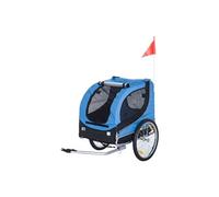Remorque velo pour chien animaux avec 8 reflecteurs drapeau bleu noir
