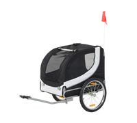 HOMCOM Remorque Velo pour Chien Animaux avec Drapeau et 8 reflecteurs Blanc et Noir