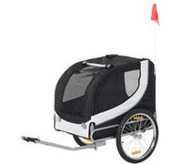 Remorque velo pour chien animaux avec drapeau et 8 reflecteurs blanc et noir Noir G