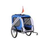 Remorque vélo pour chien animaux pliable 8 réflecteurs drapeau barre attelage inclus acier polyester imperméable max. 30 Kg 130L x 73l x 90H cm bleu