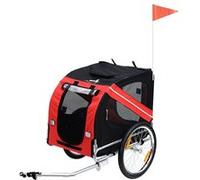 PawHut Remorque vélo pour chien – Polyester imperméable, 8 réflecteurs, drapeau – Rouge, max. 30 kg
