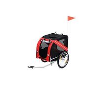 PawHut Remorque vélo pour chien – Polyester imperméable, 8 réflecteurs, drapeau – Rouge, max. 30 kg