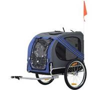 PawHut Remorque vélo pour Chien Animaux 8 réflecteurs Drapeau Barre attelage Inclus Acier Polyester imperméable Max. 30 Kg 130L x 73l x 90H cm Bleu
