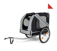 Remorque vélo pour chien (jusqu'à 40 kg) gris-noir avec attelage pivotant de sécurité, remorque cargo avec moustiquaire et housse de