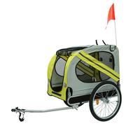 Remorque Vélo pour Chien Pliable en Tissu Oxford - Avec Reflecteurs et 3 Portes - Charge Jusqu'à 40 kg - 137x73x90cm - Jaune Clair
