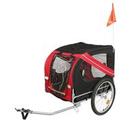 Remorque Vélo pour Chien Pliable en Tissu Oxford - Avec Reflecteurs et 3 Portes - Charge Jusqu'à 40 kg - 137x73x90cm - Rouge