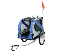 Remorque Vélo pour Chien Pliable, Remorque Vélo avec Ceinture de Sécurité et Drapeau, Charge Max. 40KG (Gris Bleu)