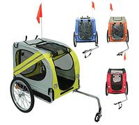 Remorque Vélo pour Chien Pliable, Remorque Vélo avec Ceinture de Sécurité et Drapeau, Charge Max. 40KG (Gris Jaune)