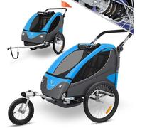 Remorque vélo pour enfants bleue - KESSER - 2 en 1 remorque vélo et poussette - Pour 1 à 2 enfants