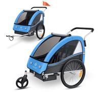 Remorque vélo pour enfants - KESSER - 2 en 1 poussette et remorque - Ceinture de sécurité 5 points - Poids max 40 kg