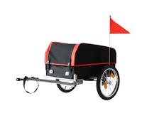 Remorque vélo Relaxdays, Pliable, 120 L, Housse imperméable, Fanion sécurité, H x L x P 59 x 124 x 69 cm, Noir-Rouge