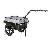 Remorque Vélo Remorque De Transport Pour Vélo 144l X 59l X 80h Cm Barre D¿Attelage Universelle Acier Oxford Noir
