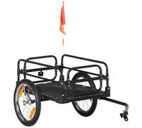 Remorque Vélo Remorque De Transport Pour Vélo Pliable 125l X 64l X 53,5h Cm Barre D'attelage Universelle Acier Noir