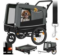 Tectake Remorque vélo pour chien WoofRider multifonction, Pliable, jusqu'à 40kg - gris