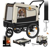 Remorque vélo - TECTAKE - Transport pour chien WOOFRIDER en tissu Oxford 600D multifonctions pliable 40 kg - Beige