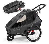 Remorques de vélo de marque QERIDOO modèle Kinderfahrradanhänger & Buggy Kidgoo 2 mit Kupplung, Dämpfsystem, XL-Kofferraum (bis 60 kg) - Steel Grey