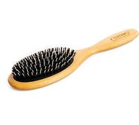 REMOS Brosse à Cheveux - bois hêtre - poils de sanglier & pince à coiffer - large