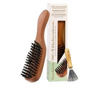 REMOS Brosse à cheveux poils de sanglier en bois de poirier avec manche étroit