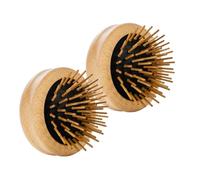REMOS Lot de 2 mini brosses à cheveux pliables avec picots en bois de hêtre, rondes et compactes