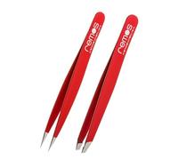 REMOS Pince à épiler professionnelle 2-pièce avec pince à sourcils et pince à épiler en rouge
