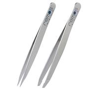 REMOS Pince à épiler professionnelle 2-pièce avec pince à sourcils et pince à épiler en satin
