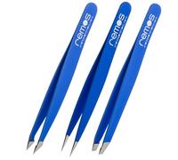 REMOS Pince à épiler professionnelle 3-pièce avec pince à sourcils, pince à épiler et pince à épiler combinée en blue foncé