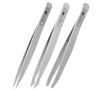 REMOS Pince à épiler professionnelle 3-pièce avec pince à sourcils, pince à épiler et pince à épiler combinée en satin