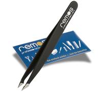 REMOS Pincette combinée [INOX] 9.5 cm - 2 en 1 pour échardes & cheveux - Noir