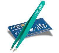 REMOS Pincette combinée [INOX] 9.5 cm - 2 en 1 pour échardes & cheveux - Verte