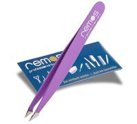 REMOS Pincette combinée [INOX] 9.5 cm - 2 en 1 pour échardes & cheveux - Violette